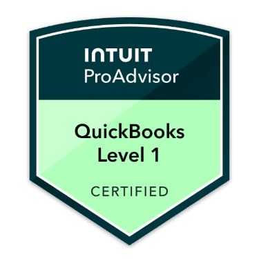Certified QuickBooks Level 1 Intuit ProAdvisor Badge Certified QuickBooks Level 1 Intuit ProAdvisor Badge
